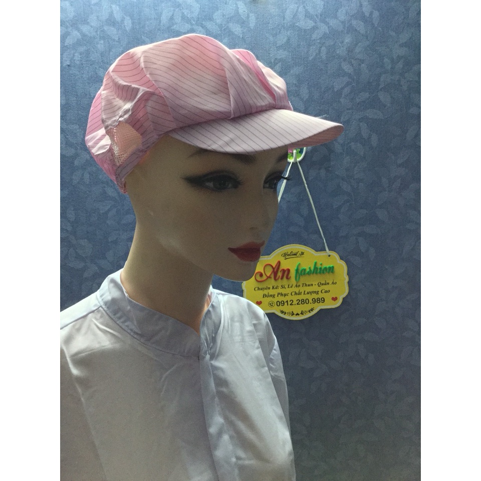 Nón Kết Phòng Sạch Bảo Hộ Lao Động Màu Trắng Hồng _ Hình Chụp Thật