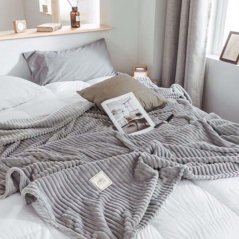 ❤Chăn Nhung Tuyết Kẻ Tăm Thu Đông, Văn Phòng Cao Cấp Mềm Mịn Nhập Khẩu 2mx2m3🧸