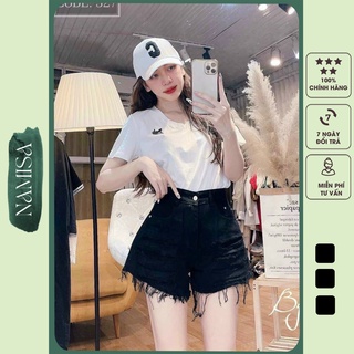 Quần sọt jeans cotton đen rách hàng quảng châu cao cấp qs05