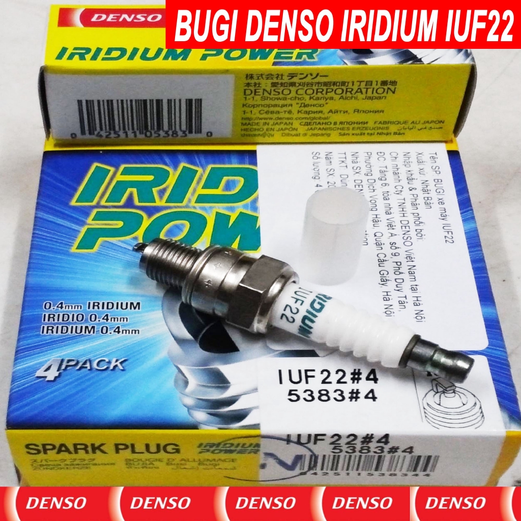 Bugi bạch kim cho Suzuki AXELO - VIVA - XBIKE - SMASH - DENSO IRIDIUM POWER IUF22