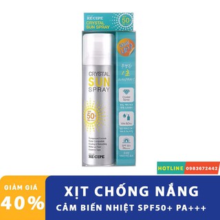 Xịt chống nắng cảm biến nhiệt crystal sun spray 50ml- 150ml halin 💖freeship💖xịt chống nắng halincos2o721sd cao cấp