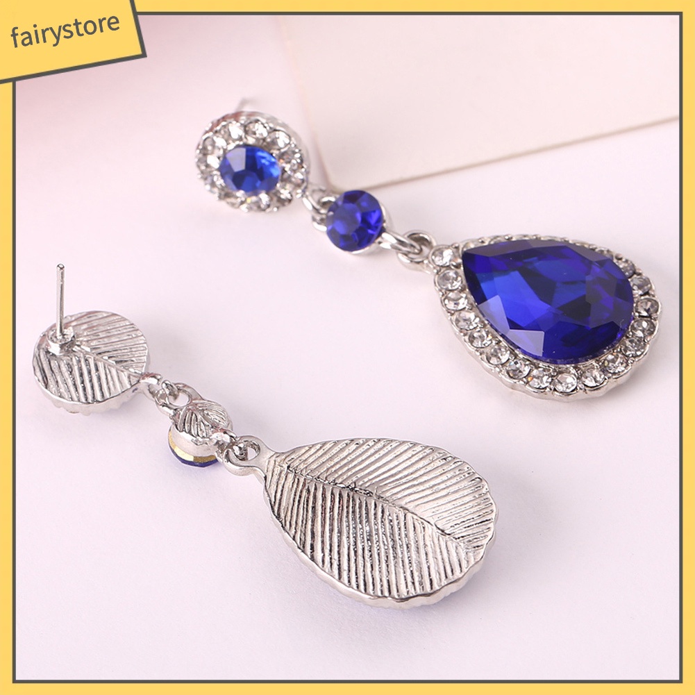 Hoa Tai Dáng Dài Hình Giọt Nước Đính Đá Lấp Lánh Cho Nữ