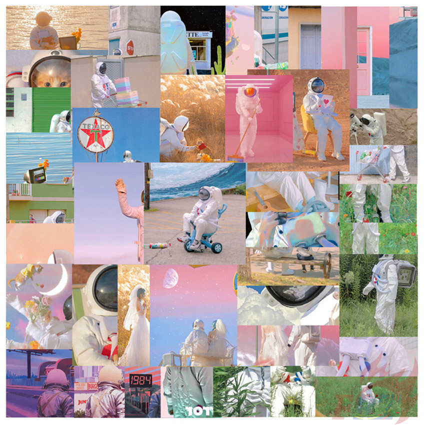 Set 48 Nhãn Dán Hình Phi Hành Gia Vũ Trụ Ngộ Nghĩnh Độc Đáo