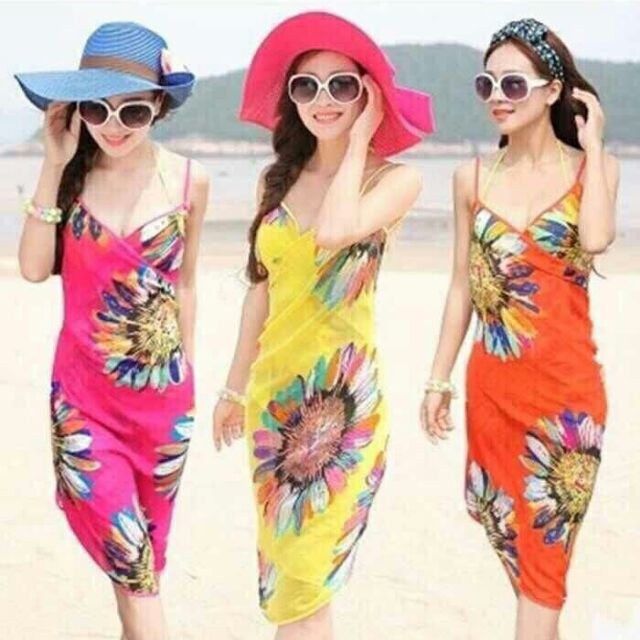 Sét Bộ  khăn Choàng voan đi biển đa năng mu sắc tươi sáng ( màu bất kỳ )