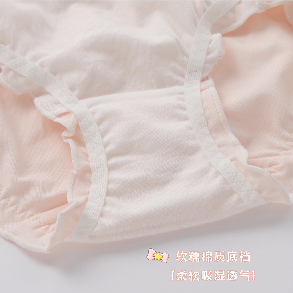 Quần Cotton Eo Giữa Thêu Lông Vũ Tinh Tế Đính Nơ Ngọc Trai Màu Hồng/Đen/Trắng Plus Size Cho Nữ