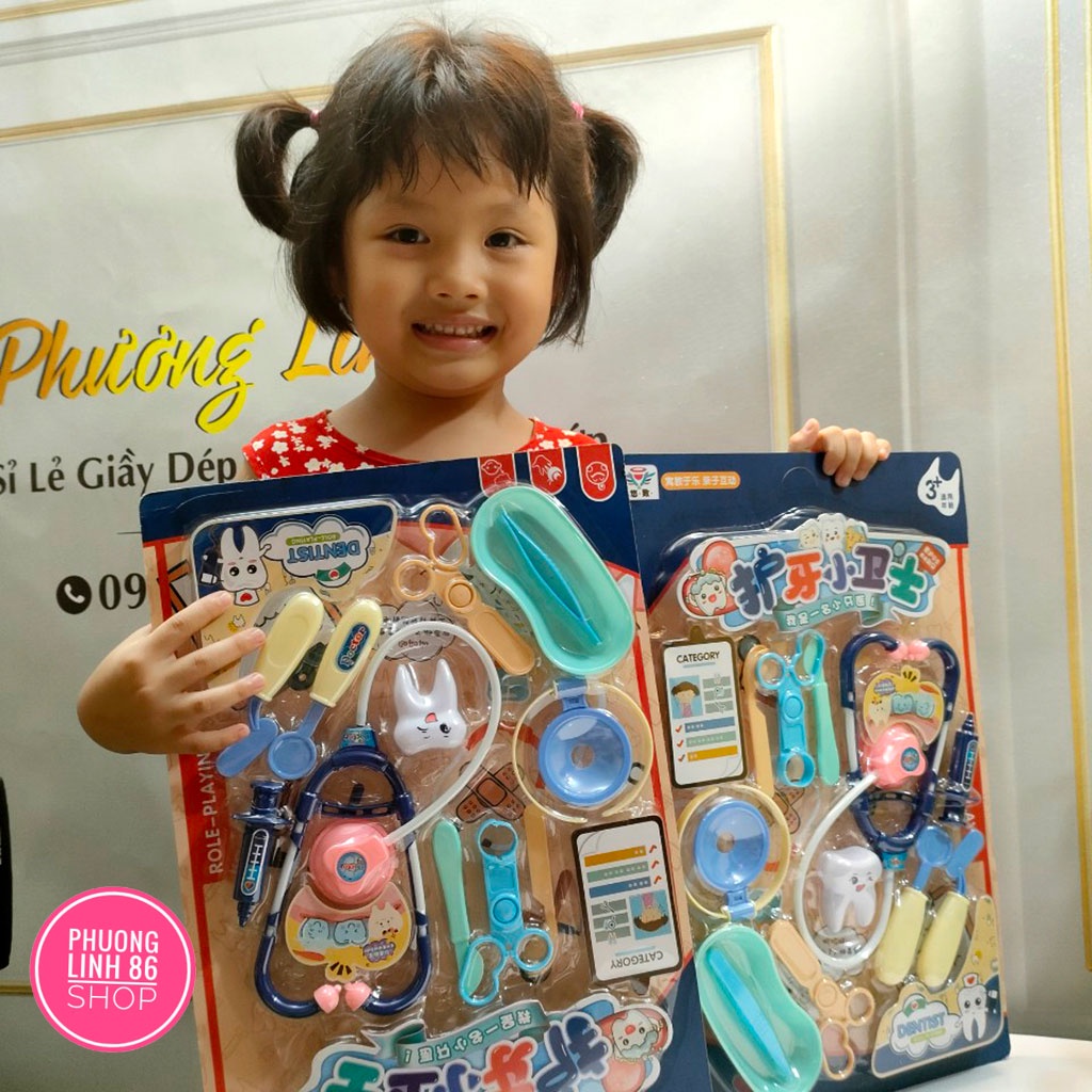 Đồ chơi bác sĩ trẻ em gồm hộp y tế y tá tiêm ống nghe dụng cụ cho bé 2 - 6 tuổi shop phuong linh 86 D33