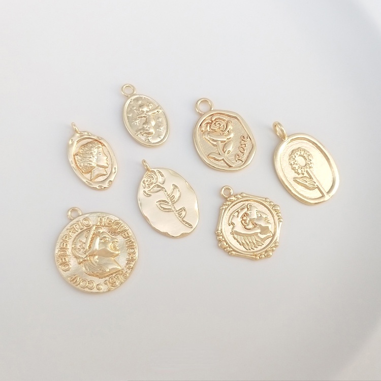 Mặt Dây Chuyền Bằng Đồng Mạ Vàng 14K diy Hình Thiên Thần Màu Sắc