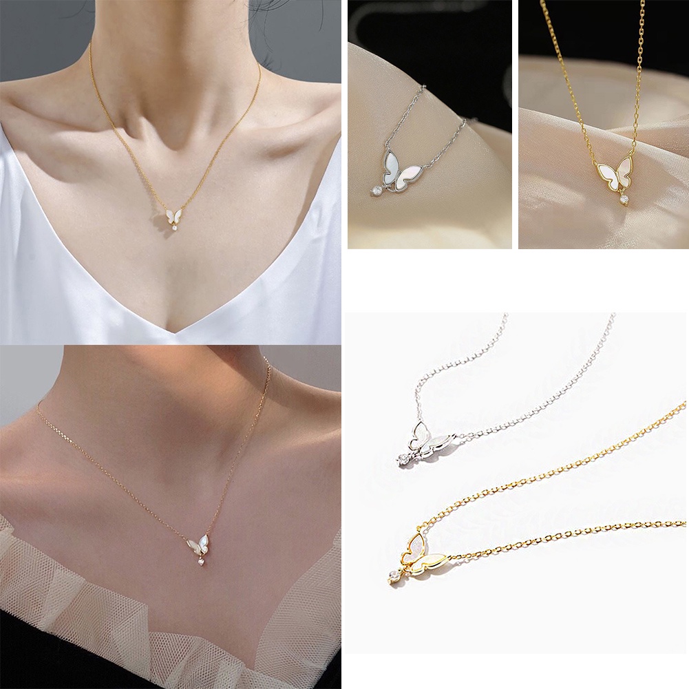 Vòng Cổ Dây Xích Mặt Bướm Vỏ Sò Khí Chất Thời Trang Phổ Biến Cho Bạn Gái