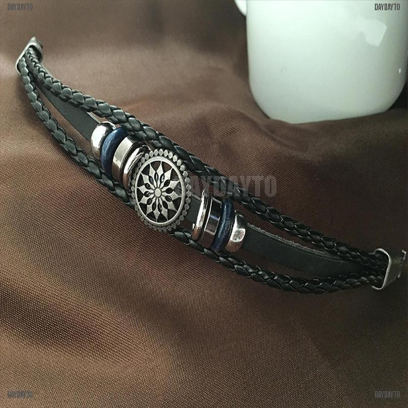 Vòng Tay Da PU Mặt Hình Vô Cực Phong Cách Punk Cổ Điển Thời Trang Cho Nam Và Nữ