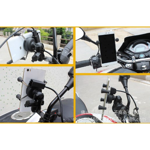 kẹp điện thoại gắn xe máy loại có dây sạc cắm acquy xe máy | BigBuy360 - bigbuy360.vn