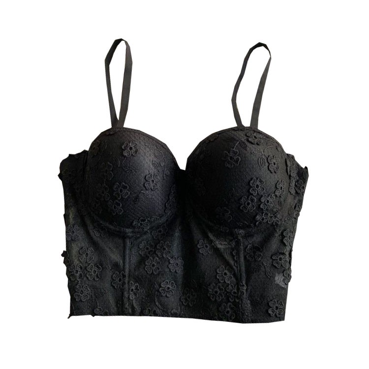 Áo corset hai dây phối ren hoa nổi cúp ngực sexy