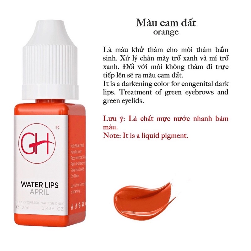 Mực phun môi GH cao cấp, mực môi bám màu đậm màu -12ml-Mẫu Mới