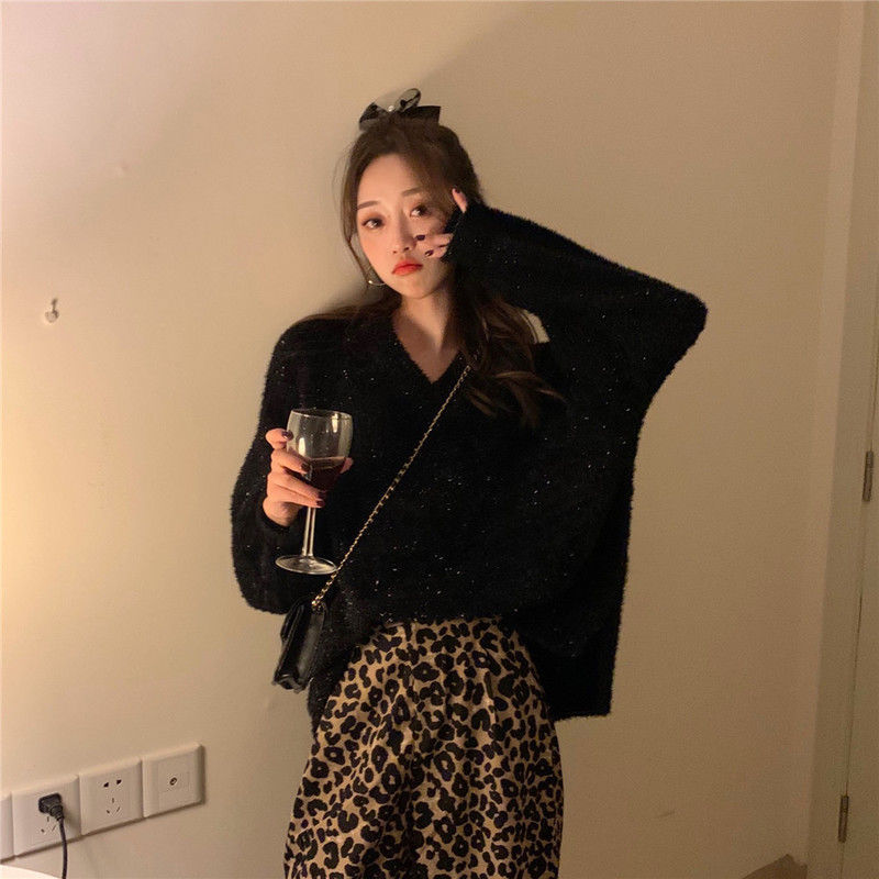 Unique Quần ống xuông retro da báo ulzzang Unisex Quần loang màu ống xuông vải dày dặn