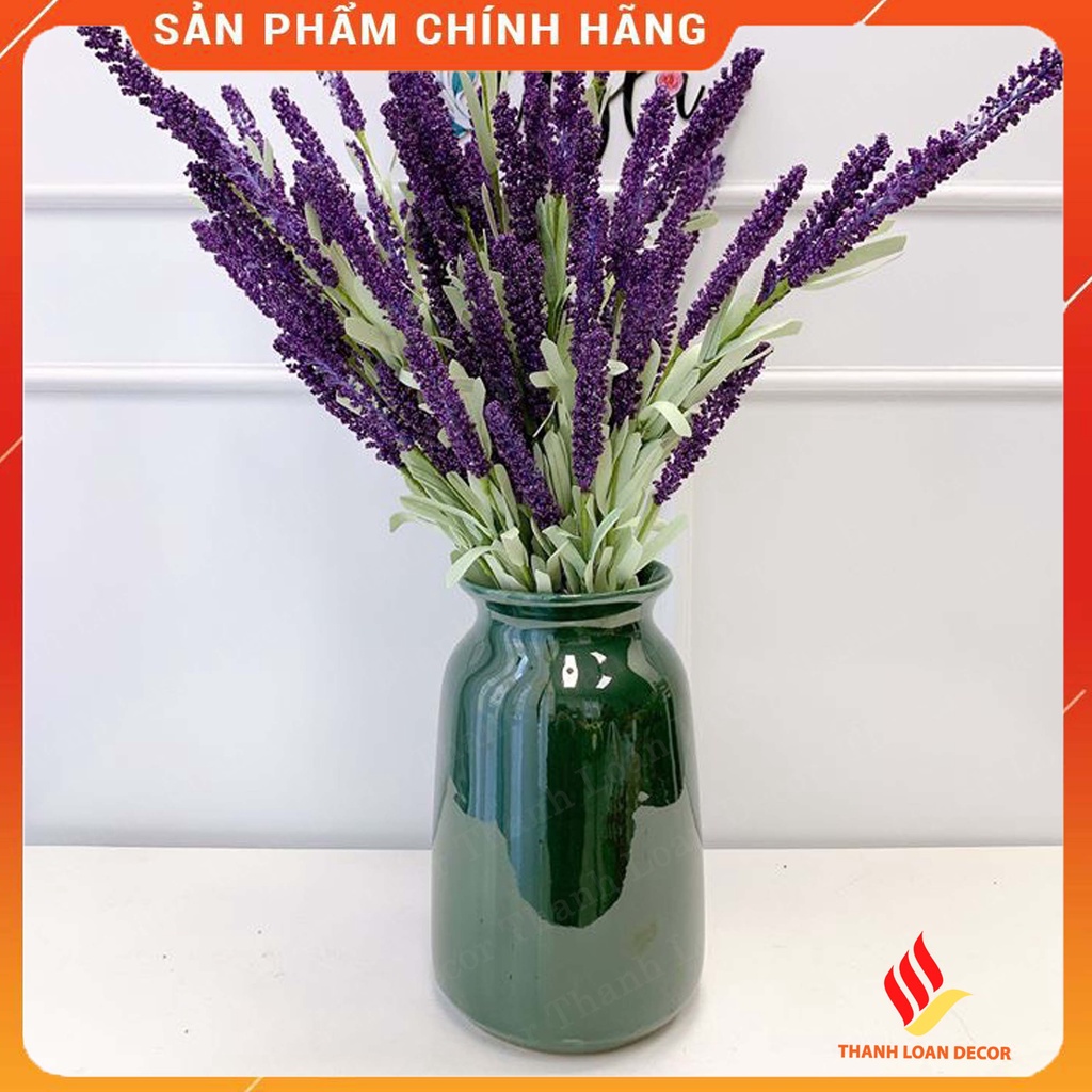 Lọ hoa gốm sứ Bát Tràng men xanh ngọc cao 27 cm - Bình gốm decor trang trí nhà đẹp