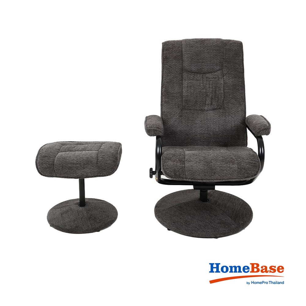 HomeBase FURDINI Ghế ngồi thư giãn bọc vải khung thép cao cấp có tay vịn W69xH97xD108cm màu xám