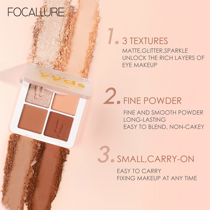 Bảng màu mắt mờ Focallure secret code --- long lanh lấp lánh Bột màu cao Chống thấm nước Lâu trôi Bảng bốn màu Kết cấu mềm mại Thích hợp cho du lịch | BigBuy360 - bigbuy360.vn