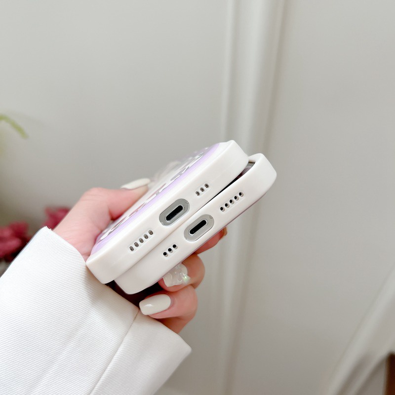 Pushable Ice Cream Style Soft Case for IPhone 11 12 13 14 Pro Max Casing Phone Cover Camera Protection Cute purple tulip Girl Women Shin Case