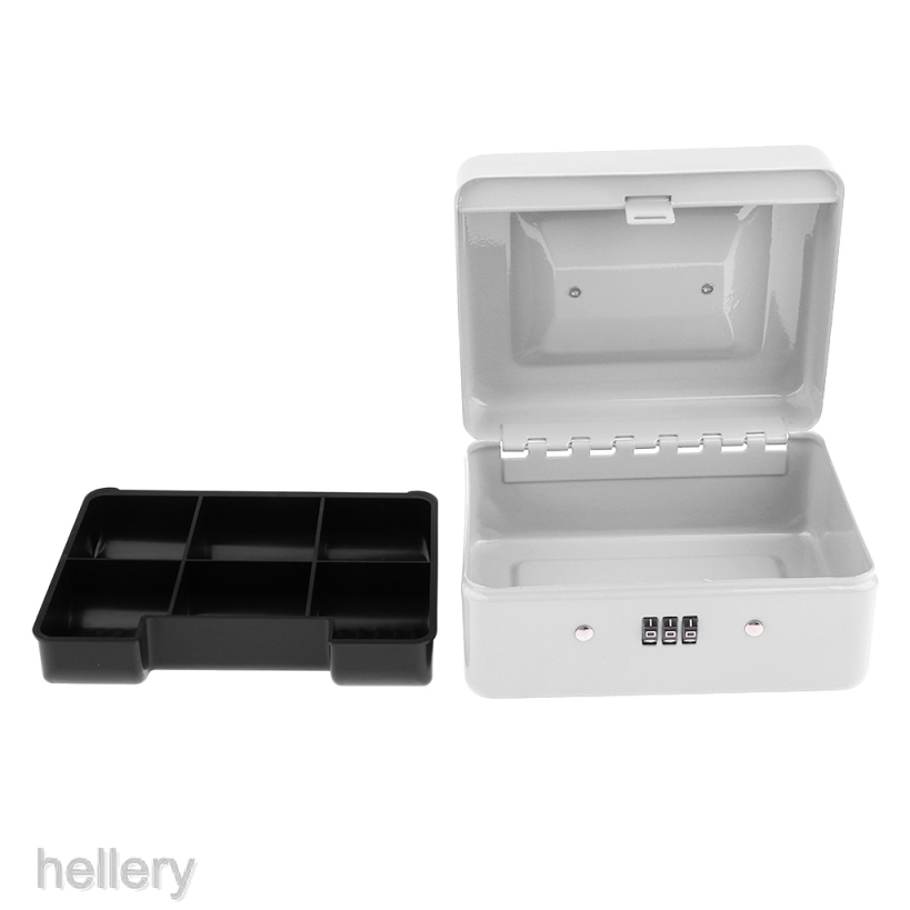 [HelleryVN] Hộp Đựng Tiền Mini Bằng Thép Có Khóa Di Động Có Khay Đựng Tiền Có Thể Tháo Rời