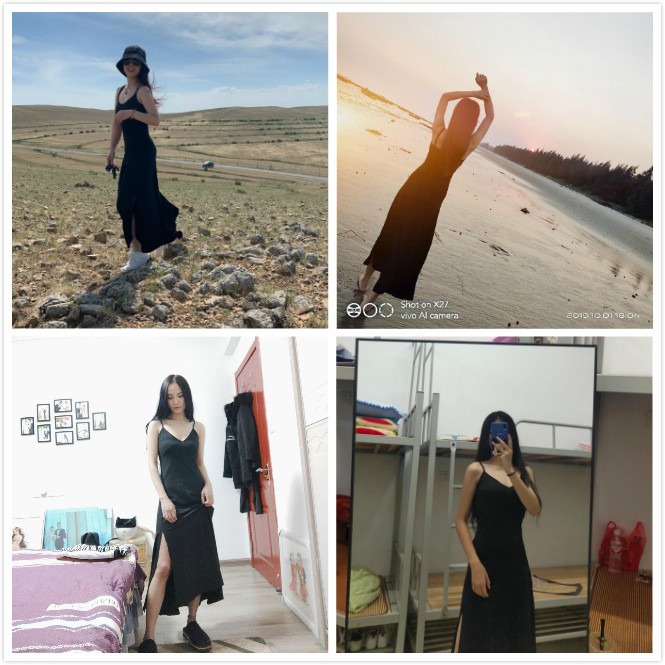 Women Sexy V-neck Tank Dress Summerslim Long Backless Dress