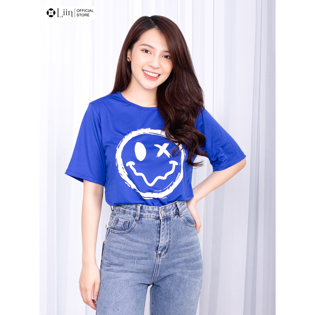 Áo Phông nữ chất liệu thun in hình Smile kiểu dáng trẻ trung, năng động Liin Clothing A2169