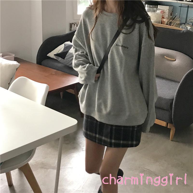 Áo Thun Nữ Dài Tay Cổ Tròn In Chữ Thời Trang