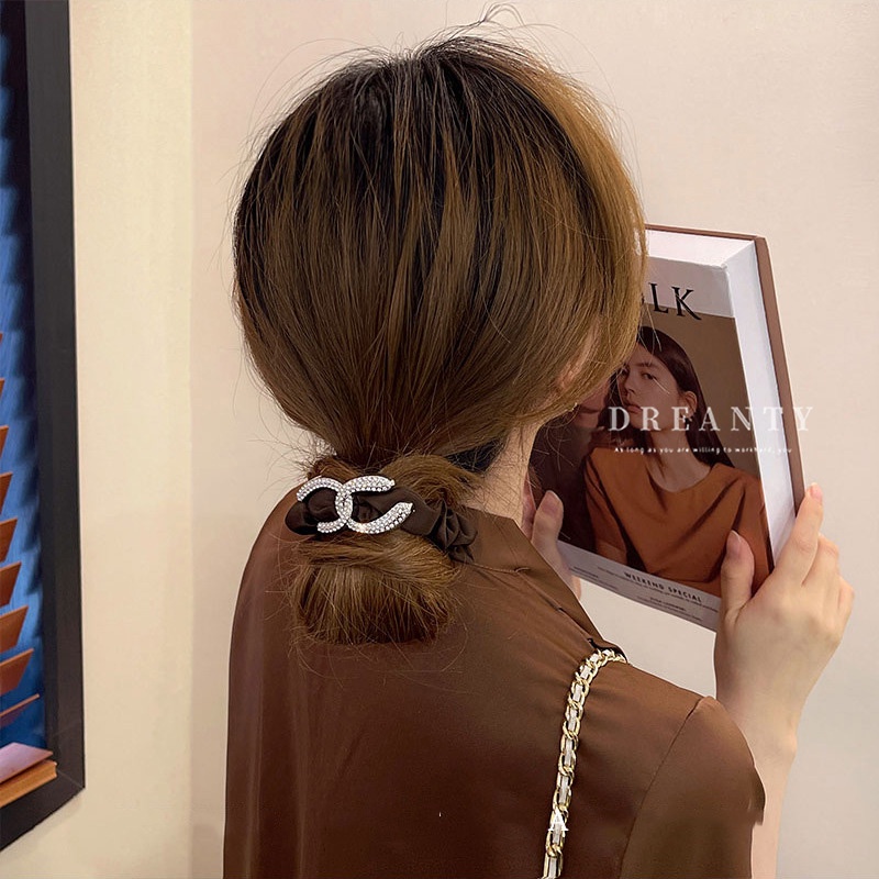 Dây Cột Tóc Kim Loại In Chữ Phong Cách Tối Giản Thời Trang Hàn Quốc