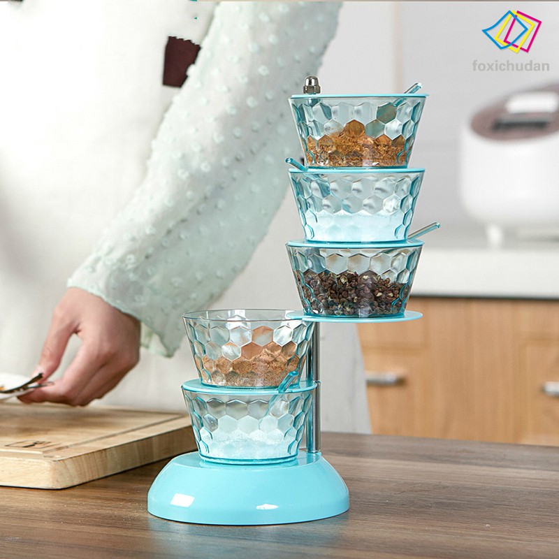 Vertical Seasoning Box Rotary Seasoning Box Vertical Multi-layer Seasoning Pots Home Seasoning Pot Kitchen