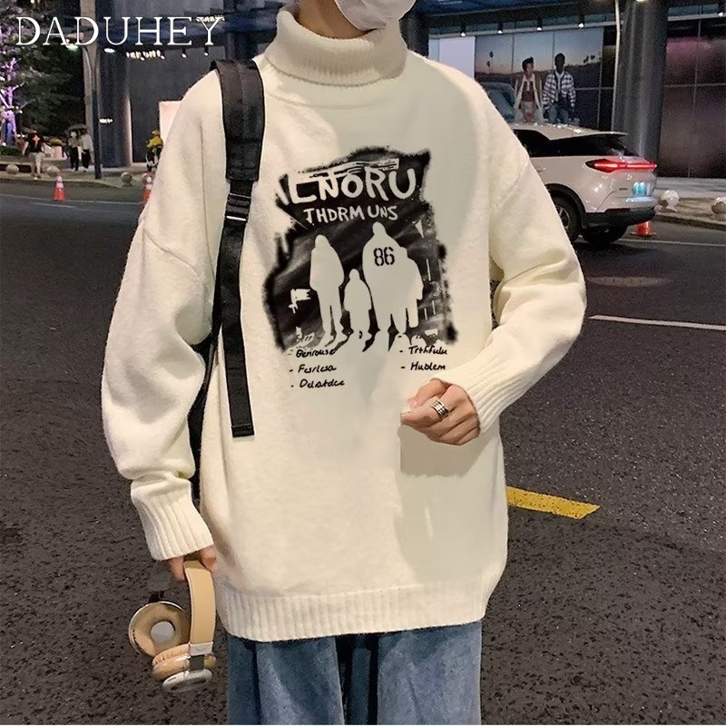 DaDuHey Ins Fashionable Printed Sweater Men's Autumn Korean-Style Fashionable Loose  Long Sleeve Top