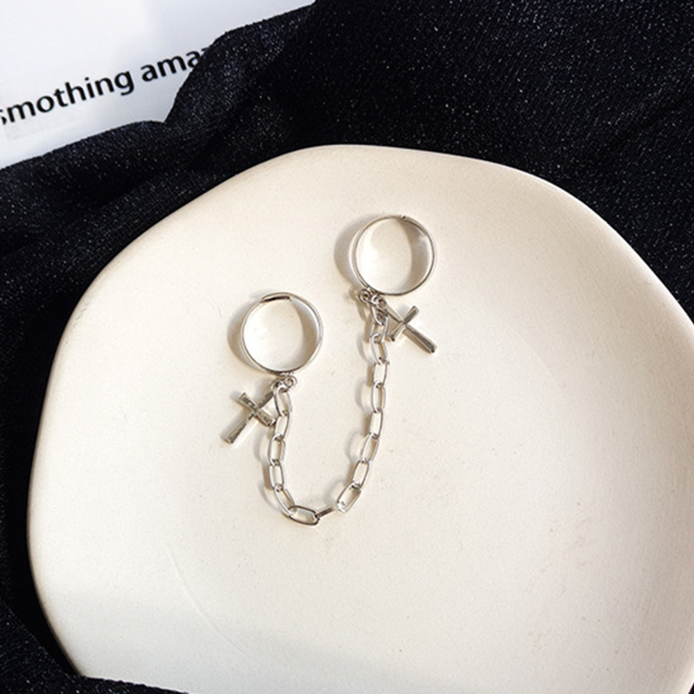 Silver Plated Retro Hip-Hop Cross Ring Hand Finger Jewelry Gift Men Women Chain