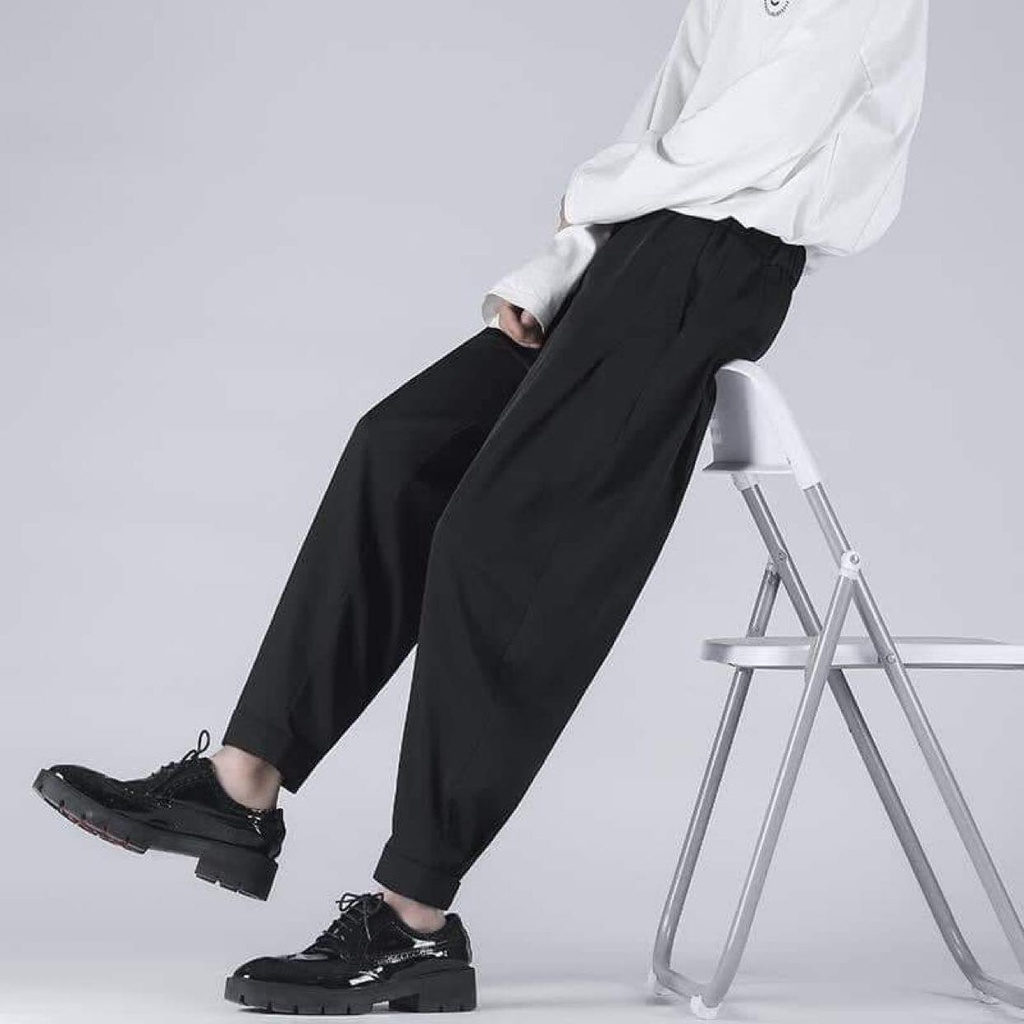 Quần jocger nam nữ vải tuyết mưa lưng chun cạp kèm đai thắt lưng