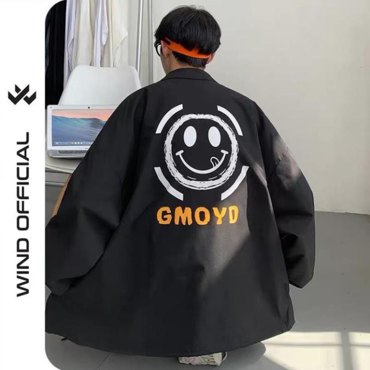 Áo khoác dù cardigan unisex form rộng Mặt Cười nam nữ cực phẩm của năm