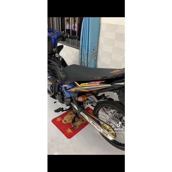 Tem trùm exciter 135 xanh viền vàng, độ team decal xe ex dán