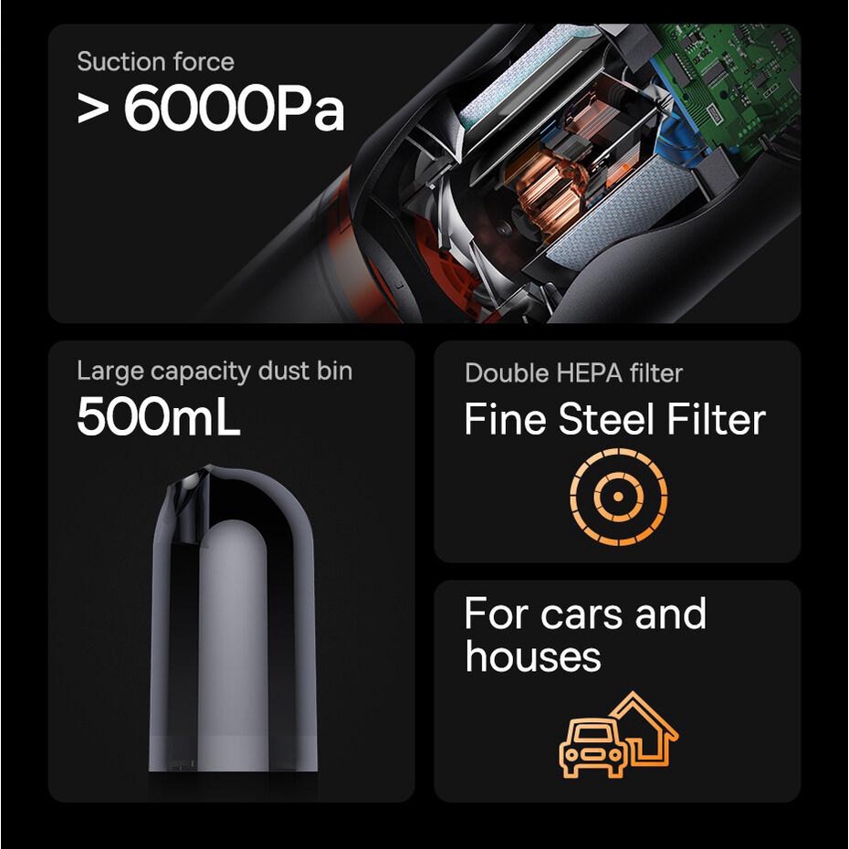 Máy hút bụi cầm tay Baseus A7 Cordless Car Vacuum Cleaner 6000Pa