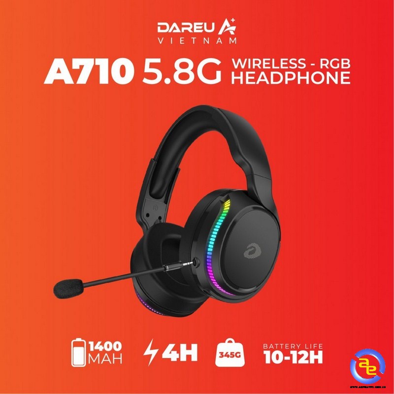 Tai nghe gaming không dây DAREU A710 RGB / WIRELESS 5.8G Chính hãng BH 12 tháng.