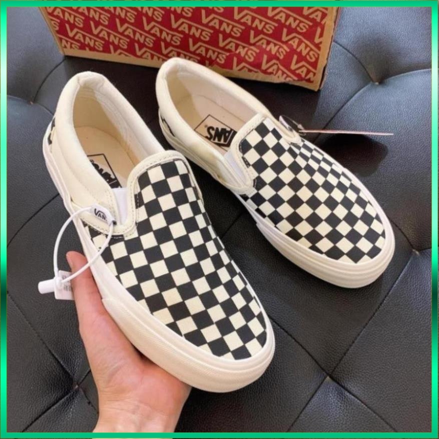 Giày Thể Thao 𝗩𝗮𝗻𝘀 Caro Nam Nữ, Giày Lười Slip On Vans Caro Vải Canvas Dày Dặn Hàng 11 Full Box