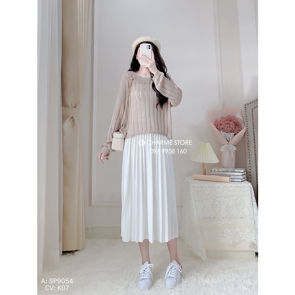 Chân váy nữ dập ly dáng dài thiết kế Charme 8057 | BigBuy360 - bigbuy360.vn