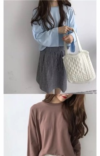 Áo thun trơn tay dài basic (sẵn màu đỏ gạch)