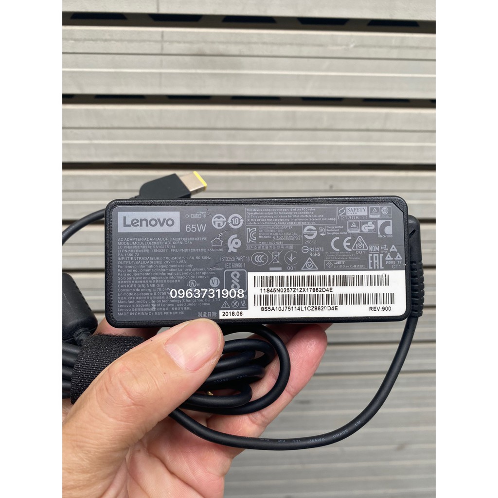 Sạc laptop lenovo 20V 3.25A 65w chính hãng lenovo