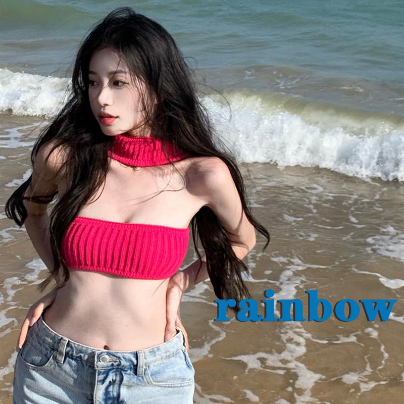 Áo Croptop Dệt Kim Sát Nách Hở Lưng Màu Trơn Thời Trang Mùa Hè Cho Nữ