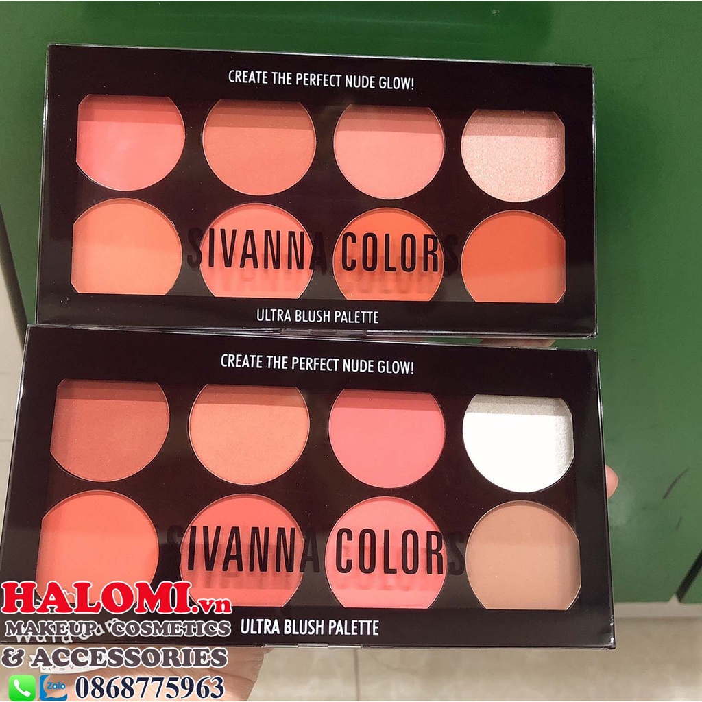 Phấn má hồng Sivanna 8 ô Tạo Khối và Bắt Sáng Sivanna Ultra Brush Palette HF319