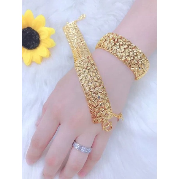 Lắc Tay Nữ Mạ Vàng 24K Mẫu Xịn - Đeo Y Vàng Thật - Dành Đi Tiệc Cưới, Đi Chơi