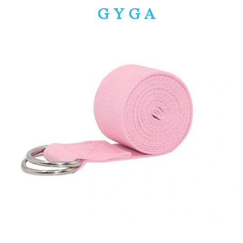 Dây đai yoga cotton dài 1,8m nhiều màu sắc có khoá kim loại có thể điều chỉnh hỗ trợ an toàn không trơn trượt GYGA