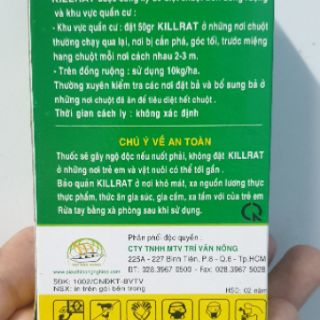 THUỐC DIỆT CHUỘT KILLRAT HIỆU QUẢ, AN TOÀN