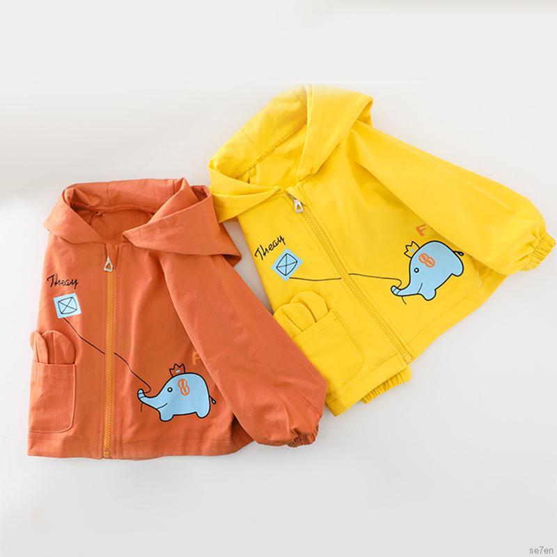 Áo Khoác Hoodie Tay Dài Màu Trơn Se7En Cho Bé 3-60 Tháng