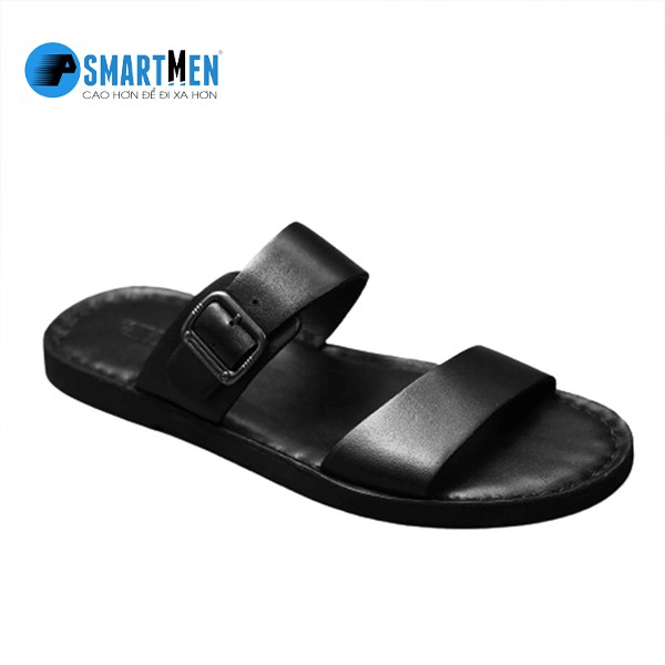 Dép Da bò thật SMARTMEN DSM-07 Đen