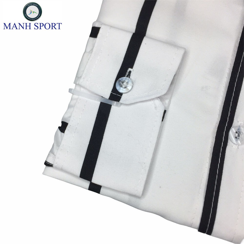 Áo Sơ Mi Nam Dài Tay Trắng Kẻ Sọc Đen Chất Vải Lụa Thô Cao Cấp Form Body Trẻ Trung [22] | BigBuy360 - bigbuy360.vn