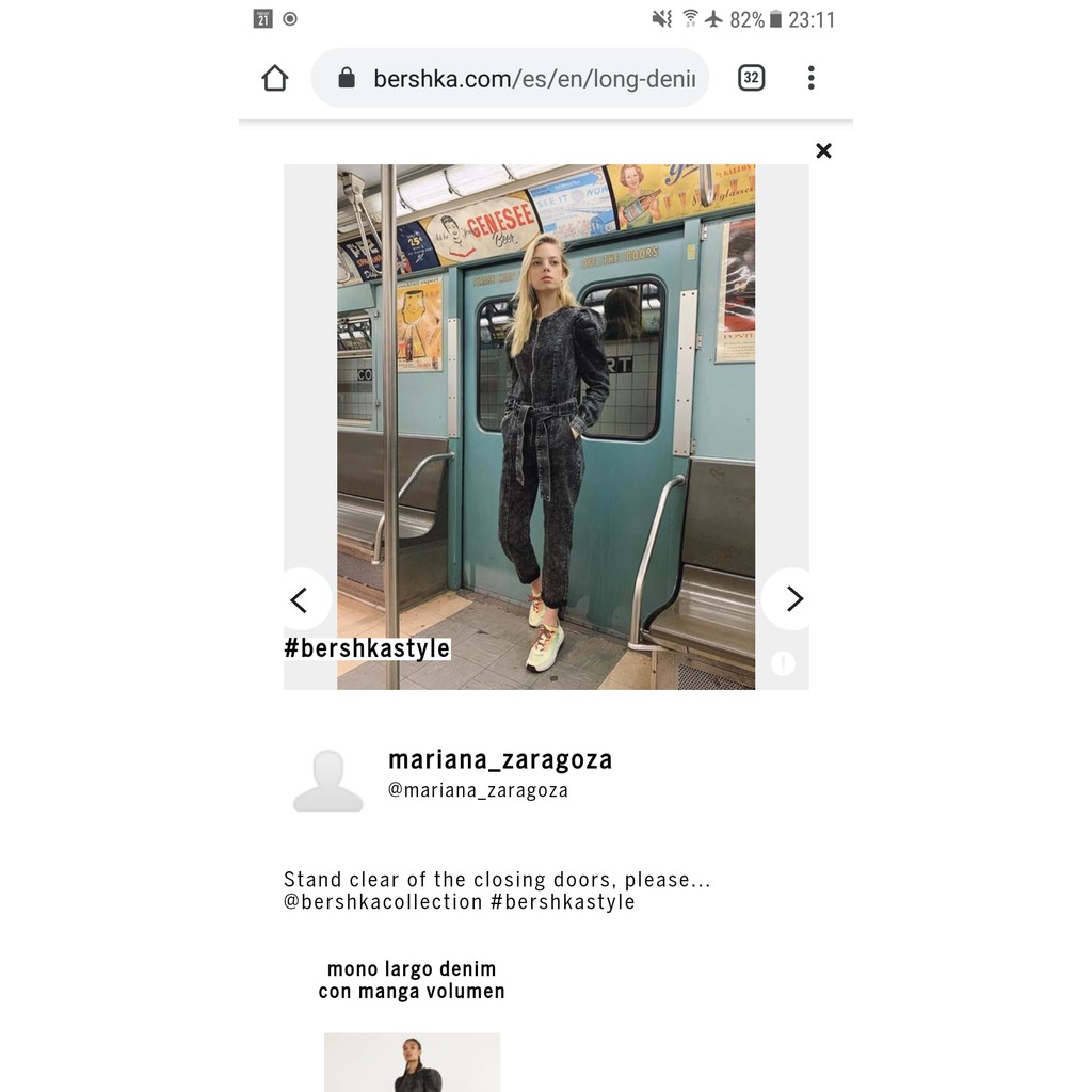 Jumpsuit jean dài tay Bershka fulltag có sẵn