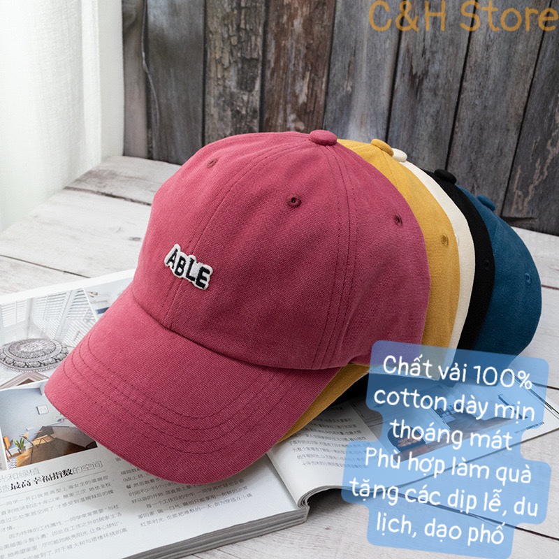 Mũ lưỡi trai thêu chữ ABLE, nón kết nam nữ form unisex phong cách ulzzzang Hàn Quốc cá tính năng động vải cotton N9ABLE