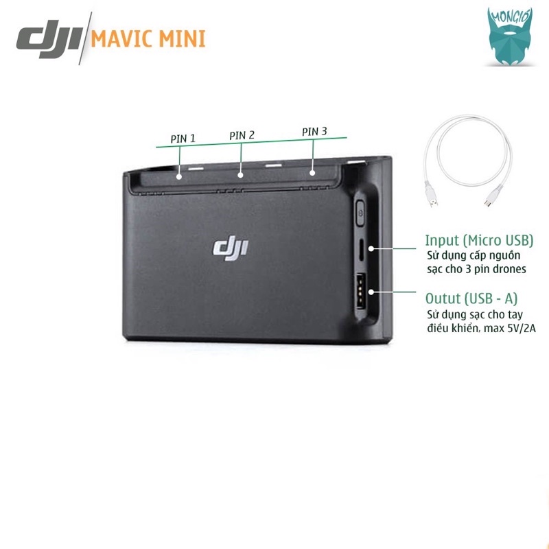 Hub sạc 3 pin cho Mavic Mini 1 (nguyên seal hộp chính hãng) - Tặng Adapter USB-C Otg