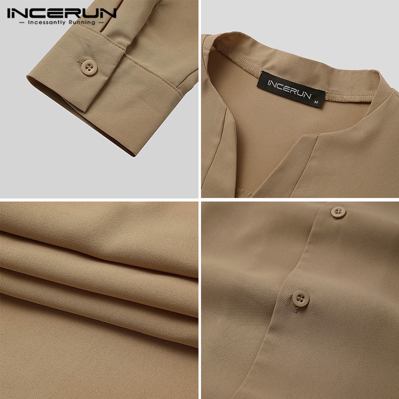 Áo Sơ Mi Nam Dài Tay Cổ Chữ V Cài Nút Thời Trang